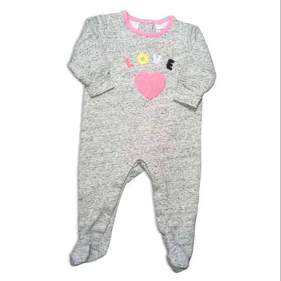 Sterling Baby Other - Sterling Baby 3M Baby Girls' Footie Love Heart Grey and pink